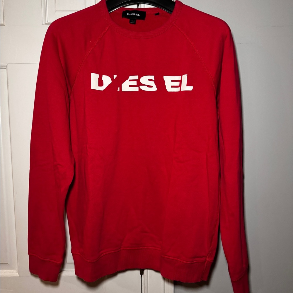 Diesel Red Crewneck Sweater Bold Design